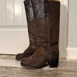 FRYE Autumn Shield Tall Suede riding boots, brown, size 8